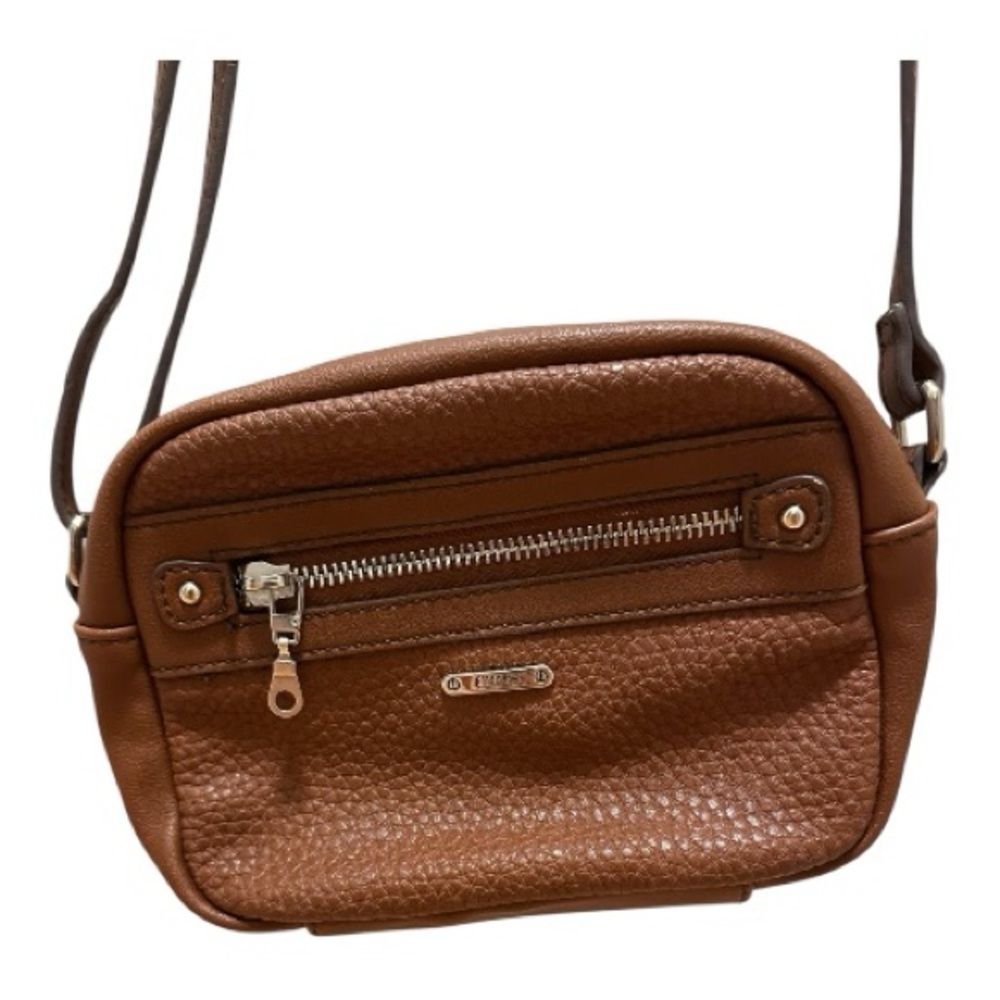 Chaps Tan Crossbody Bag with Zipper Detail
